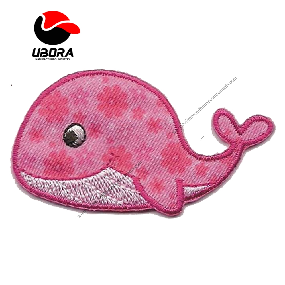 Spk Art Pink Floral Print Whale Embroidery Applique Iron On Patch, Sew on Patches Badge DIY Craft